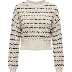 Gebreide Trui - Ronde Hals - Lange Mouwen - Kort - Ribdetail - Katoen/Acryl