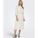 Onlcaro - Lange Jurk - Groen - Katoen - Overhemdkraag - Lange Mouwen