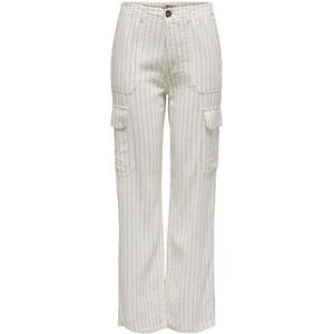 Only, Broeken, Dames, Wit, M, Linnen, Linnen Cargo Broek Lente/Zomer Collectie