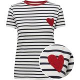 T-shirt - Gestreept - Jersey - Ronde Hals - Kwartmouw - Normale Pasvorm