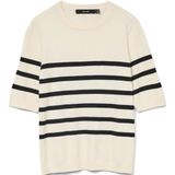VERO MODA Trui V-hals Lange mouw Gebreide Sweater VMCREWLEFILE, Colour:Beige, Size:XS