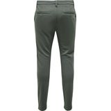 Chino Broek - Donkergrijs Melange - Katoen - Riemlussen, Steekzakken