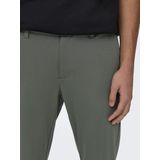 Chino Broek - Donkergrijs Melange - Katoen - Riemlussen, Steekzakken