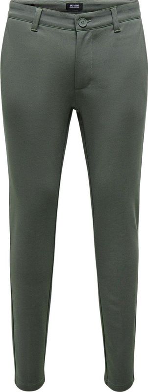 Chino Broek - Donkergrijs Melange - Katoen - Riemlussen, Steekzakken