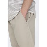 Only & Sons - Beige Korte Broek - Viscose/Polyester/Elastaan - Slim-Fit