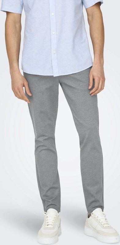 ONLY & SONS Geruite Slim Fit Chino ONSMARK Medium Grey