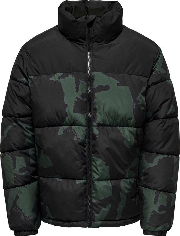 Onsmelvin - Puffer Jacket - Kort - Hoge Opstaande Kraag - Lange Mouwen - Polyester Voering