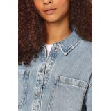 Blouse - Effen - Denim - Lange Mouw - Losse Pasvorm