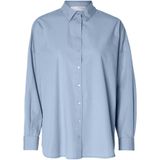 Selected Femme - Blauw Oversized Blouse van Katoen