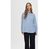 Selected Femme - Blauw Oversized Blouse van Katoen