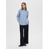 Selected Femme - Blauw Oversized Blouse van Katoen