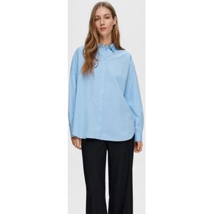 Selected Femme - Blauw Oversized Blouse van Katoen