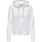 ONLY ONLNOLI HEART HOOD SWT NOOS Dames Trui Cloud Dancer Gold Strings + Heart Emb