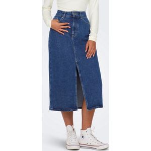 Denim Rok - Midi-lengte - Blauw - Knoopsluiting - Riemlussen