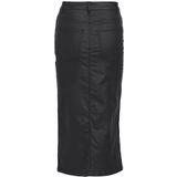 Object - Naya Coated Midi Rok - Zwart - Kunstleer - Midden Taille