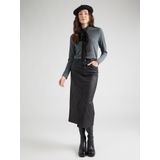 Object - Naya Coated Midi Rok - Zwart - Kunstleer - Midden Taille