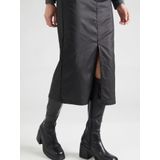 Object - Naya Coated Midi Rok - Zwart - Kunstleer - Midden Taille