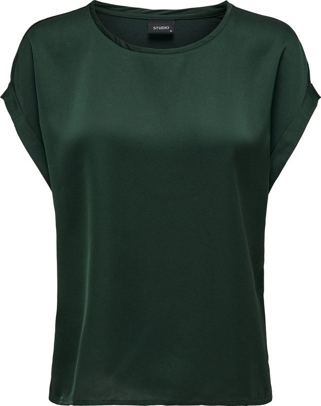 Only T-shirt Onllieke S s Satin Mix Top Wvn Noos 15303413 Darkest Spruce Dames