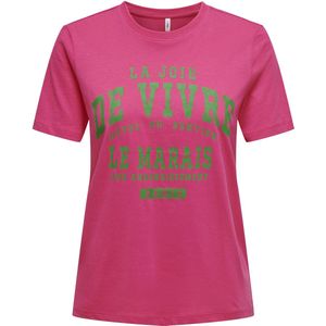 Only - Regina Shirt - T-shirt - Roze - Groen - 100% Biologisch Katoen