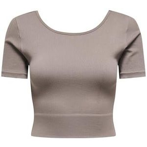 ONLY - Onpjaia Life Ss 2 Way Crop Seam Top - Falcon - Katoen