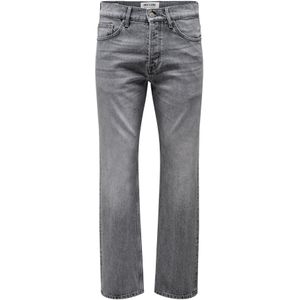 ONLY & SONS Heren Regular Cut Jeans ONSEDGE Mid Rise Straight Cut Jeans, Medium Grey Denim, 34W / 32L