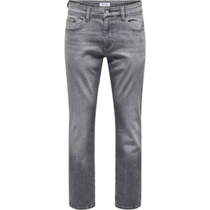 ONSWEFT Jean classique délavé pour homme Coupe droite Avec fermeture éclair, Medium Grey Denim, 30W / 34L