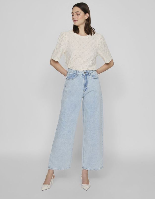 Jeans - Wijde Jeans - Hoge Taille - Volledige Lengte - Denim - 79% Katoen