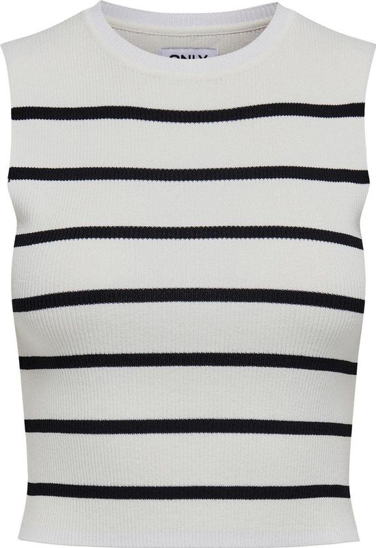 Imprimé - Cloud Dancer - Top - Zwart - Slim Fit - Mouwloos