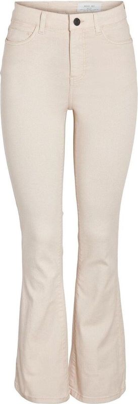 Jeans - Oatmeal - Slim Fit - Hoog Taille - Uitlopende Pijpen