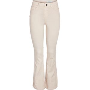 Jeans - Oatmeal - Slim Fit - Hoog Taille - Uitlopende Pijpen