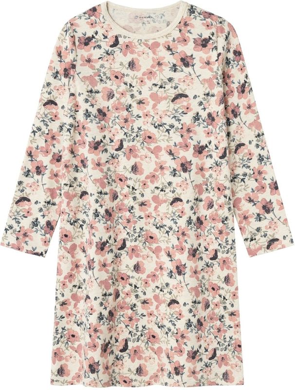 Name It - NKFNIGHTGOWN LS NOSTALGIA FLOWER NOOS - Nachthemd - Peyote Melange - 95% Katoen