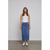 Denim Rok - Mid Waist - 5-Pocket - Split Voor - Blauw - Katoen