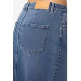 Denim Rok - Mid Waist - 5-Pocket - Split Voor - Blauw - Katoen