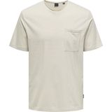T-shirt - Zwart - Katoen - Regular Fit met Borstzak en O-hals