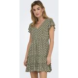 ONLY - ONLCLAUDETTE LIFE SS MINI DRESS WVN NOOS - Jurk - Zwart - Viscose - V-Hals - Korte Mouwen