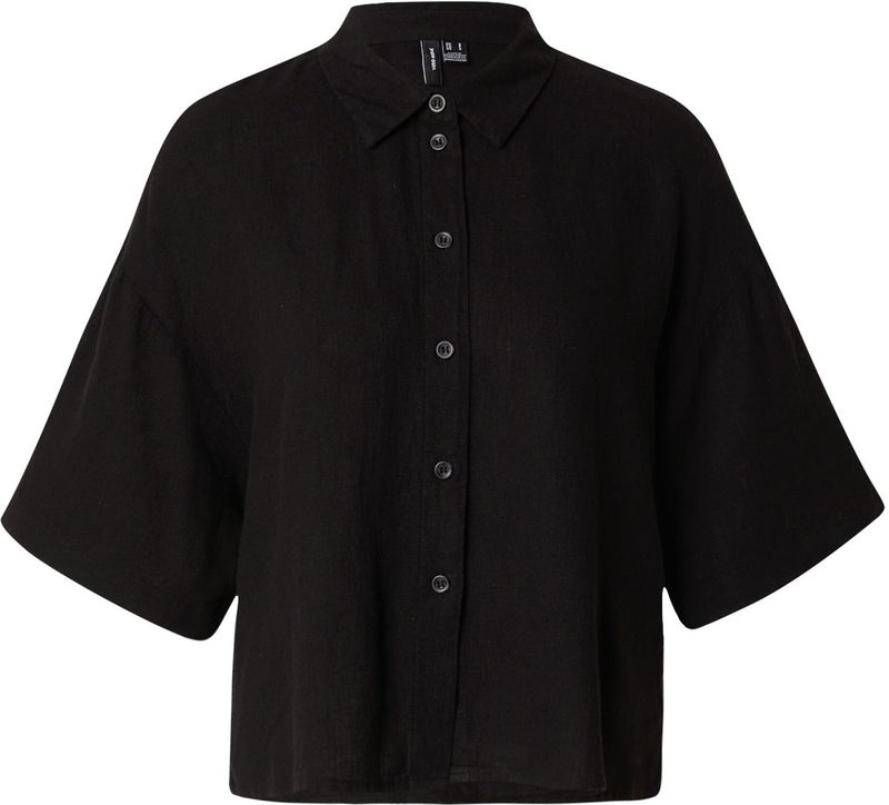 Vero Moda - Blouse - Zwart - Linnen/Viscose - Relaxed Fit