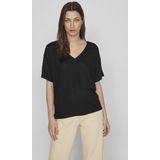VILA - Korte Trui - Zwart - Fijn Tricot - Recycled Polyester