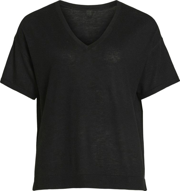 VILA - Korte Trui - Zwart - Fijn Tricot - Recycled Polyester