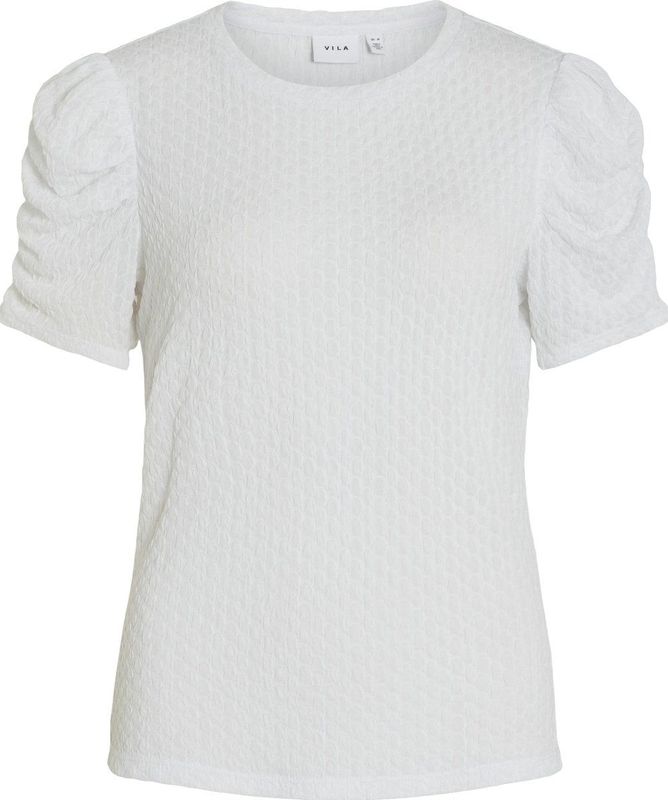 Vila T-shirt Vianine S s Puff Sleeve Top - Noos 14089479 Bright White Dames