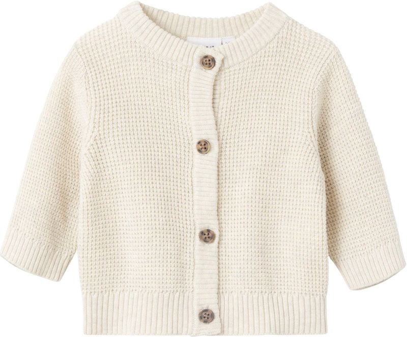 Vest - Wafel Gebreide Stof - O-hals - Lange Mouwen - Knoopsluiting