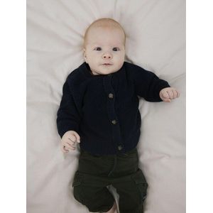 Wafel - Vest - Blauw - Gebreid - O-hals - Lange Mouwen