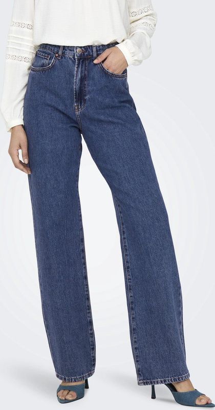 Only Silje Ex Str Wide Dot729 Hoogzittende Jeans Blauw Vrouw