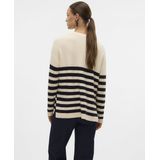 Pullover - Gebroken Wit - Gebreid - O-Hals - Lange Mouwen