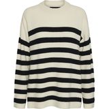 Pullover - Gebroken Wit - Gebreid - O-Hals - Lange Mouwen