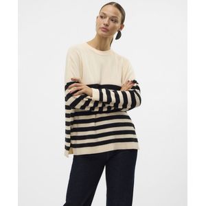 Pullover - Gebroken Wit - Gebreid - O-Hals - Lange Mouwen