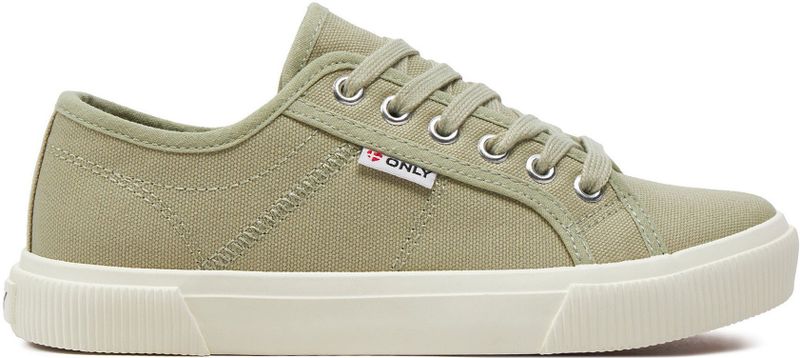 ONLY - Nicola - Lage Sneakers - Kaki - Katoen