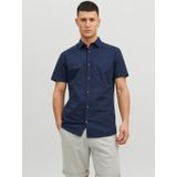 Jack & Jones - Summer Korte Mouw - Overhemd - Blauw - Katoen/Linnen