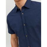 Jack & Jones - Summer Korte Mouw - Overhemd - Blauw - Katoen/Linnen