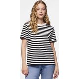 Pieces T-shirt Pcria Ss Tee Stripes Noos Bc 17146339 Black bright White Dames
