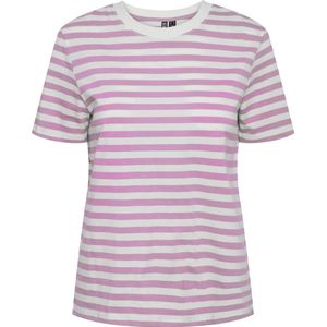 PIECES - Pcria Ss Tee Stripes Noos - T-shirt - Pastel Lavendel / Glanzend Wit